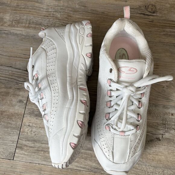 Y2K Platform Sneakers Champion White Pink Women's 10 Vintage Trainers Chunky - Picture 6 of 12